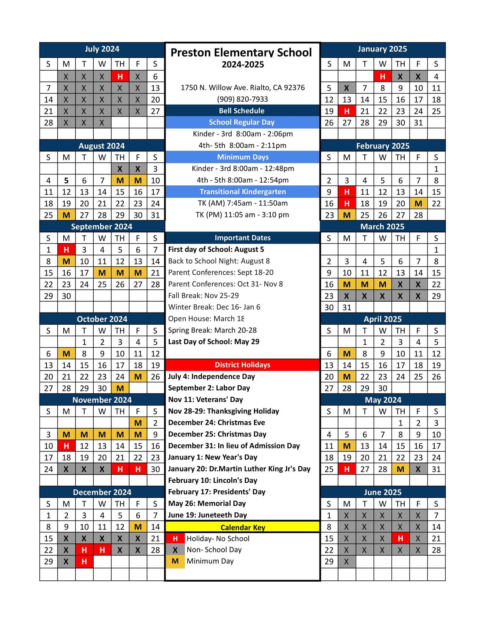 2024 2025 School Calendar 